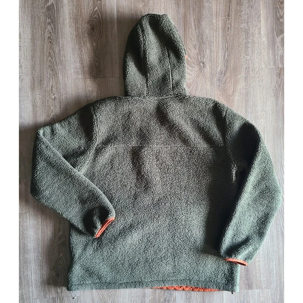 The North Face Hoodie Mens XL Olive Campshire Sherpa Fleece 1/4 Zip Pullover